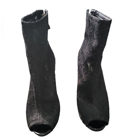 Guess Black Women's Lace Peep-Toe Ankle Booties Sz 9M - Picture 4 of 8